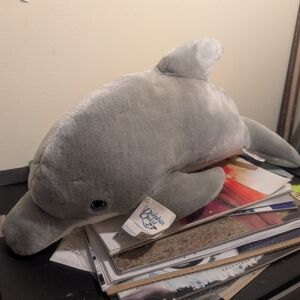Dolphin Quest Stuffed Plush 19" Grey & White Rare The Petting Zoo 90's Vintage